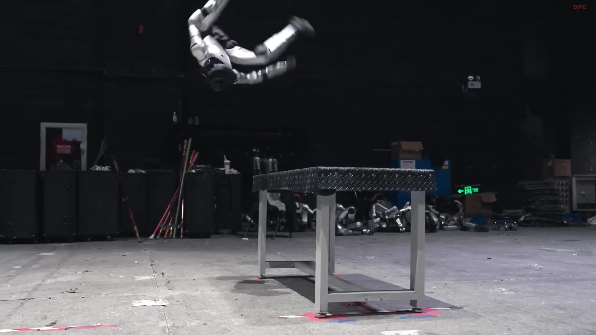 Humanoid robot in a workshop
